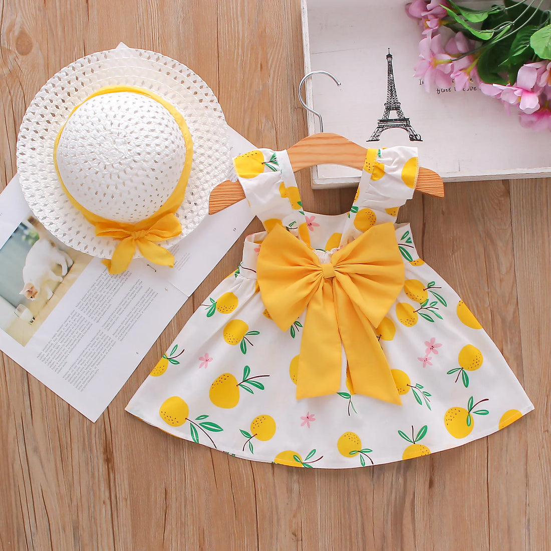 Fruit Print Cotton Fashion Dress For Baby Girl