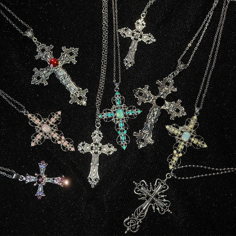 Crystal Big Cross Pendant Necklaces For Women
